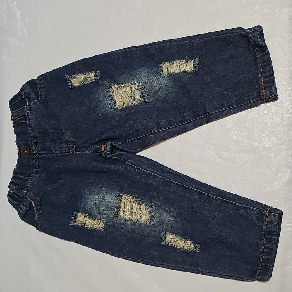 Unbranded Pull On Distressed Blue Jeans Baby 6-12 Months Used